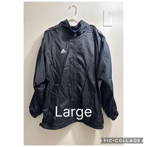 Adidas Men's Black Windbreaker with White Logo